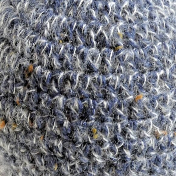 Dark Blue Skull Cap W/White Mohair OS Handmade Crochet Hand Knit Beanie Hat NWT - Picture 2 of 6
